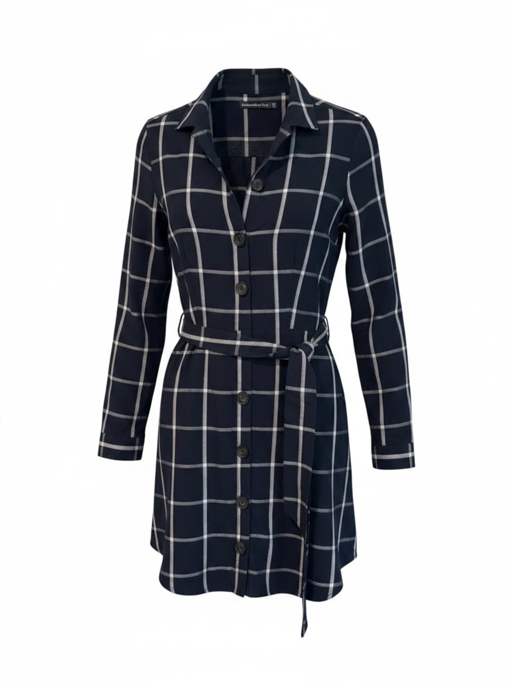 Abercrombie & Fitch Womens Small Tall Shirt Dress Plaid Button Front Belted Blue